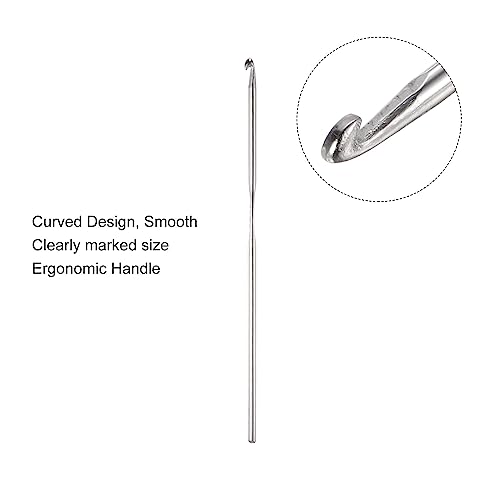 uxcell Stainless Steel Crochet Hook 3mm Knitting Needles for DIY Craft Yarn 10Pcs - size: 3mm