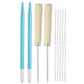PATIKIL Doll Hair Rooting Holders Kit, 0.8mm Doll Hair Rerooting Knitting Needles with Wood Awls Crochet Hooks Doll Wig Tool for Doll Hair Making Supplies DIY Crafts, Blue - color: Blue, size: 0.8mm