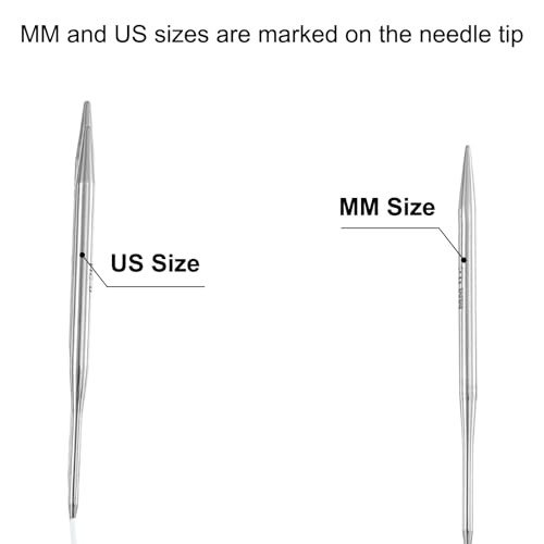 uxcell 8 Gauge Knitting Circular Needle 16 Inch(40cm) Metal Round Stainless Steel Needle with Large Eye Sewing & Stitch Markers for Handmade Projects DIY Knit Blankets - size: 5mm, 16 inch