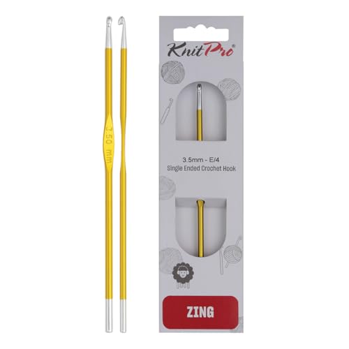 KnitPro Zing Single-Ended Crochet Hook | US Size E (3.50 mm) - size: US Size E (3.5mm)