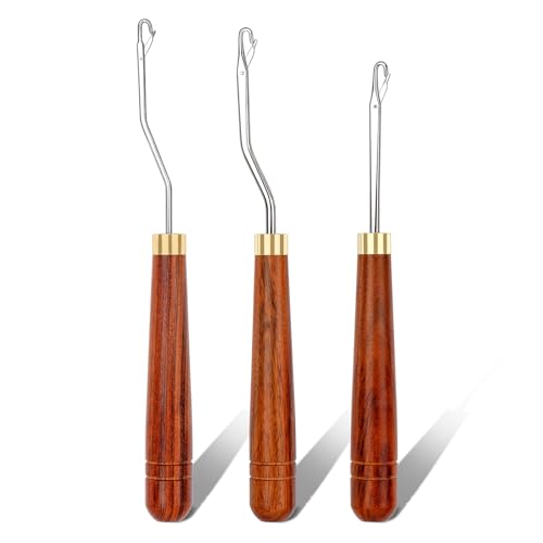BALDCC Latch Hook Tools, 3 Sizes Wooden Latch Hooks for Hair, Rug Crochet | Large & Small Size Wooden Bent Latch Hooks, Rug Hook, Crochet Needles for Hair, Rug Making and Crochet Crafts (Type 1) - color: Type 1, size: 3 Sizes Latch Hook