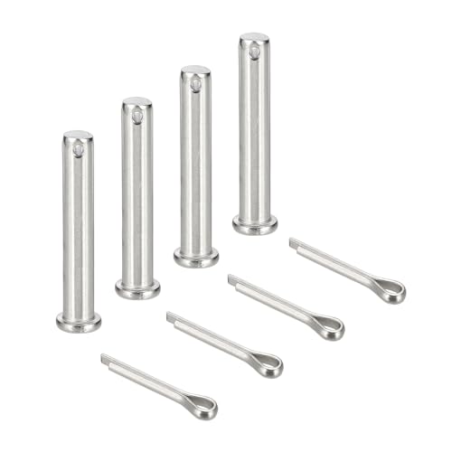 uxcell 4Pcs M10x70mm Clevis Pins, 304 Stainless Steel Single Hole Flat Head Hitch Fastener Lock Systems with Cotter Pins for Furniture Installation Trailer Lawn Mower, Silver - size: M10x70mm