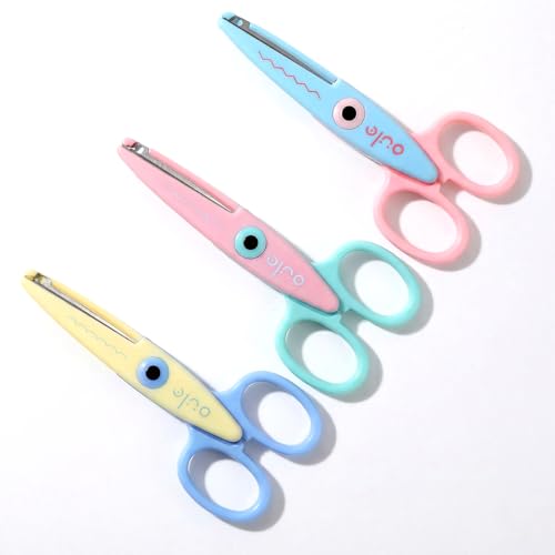 3-Pack Decorative Edge Scissors, Zigzag & Wavy for Scrapbooking | stainless steel blades,comfortable non-slip handles.Perfect for scrapbooking, classroom projects,DIY cards,and kids' crafts
