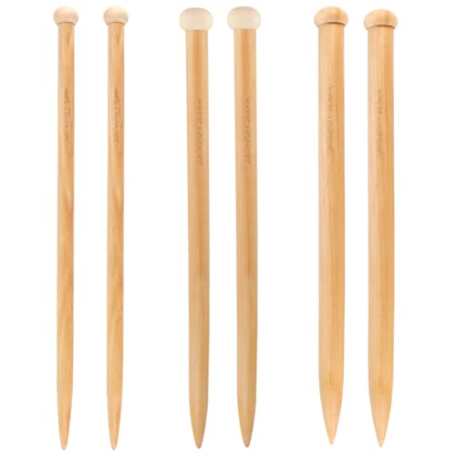 JubileeYarn Jumbo Bamboo Knitting Needles - 3 Pair Deluxe Set - 15mm, 20mm, 25mm - size: 15mm, 20mm, & 25mm (16" Long)