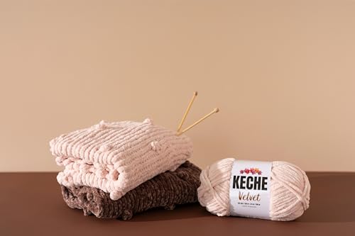 Keche Velvet Yarn for Crocheting, Soft Chenille Bulky Baby Blanket Amigurumi Yarn 100 gr (132 yds) - Brown - color: BROWN, size: 1 SKEIN