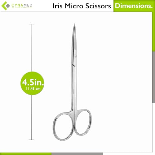 Cynamed Iris Micro Dissecting Precision Lab Scissors, Fine Point Straight - Perfect for Doctors, Nurses, EMS, Students, Education & Training and More (Pack of 5)