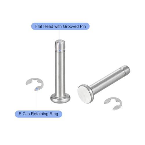 uxcell 20Set M3x16mm 304 Stainless Steel Cylindrical Shaft Snap Ring Locating Pin, Flat Head Grooved Hinge Cylinder Position Pin with E Clip Retaining Ring, Silver - size: M3x16mm