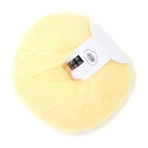 Plplaaoo Soft Angora Mohair Yarn Long Wool Knitting - Lightweight Warm Yarn for Winter Scarves, Crochet Knitting Yarns for Shawls Sweaters Hats DIY Crafts (26g, Goose Yellow) - color: 02 goose yellow