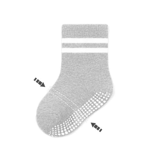 COUVER Baby Non Slip Grip Ankle Socks with Non Skid Soles for Infants Toddlers Kids Boys Girls - color: Girls Stripes, size: 0-12 Months