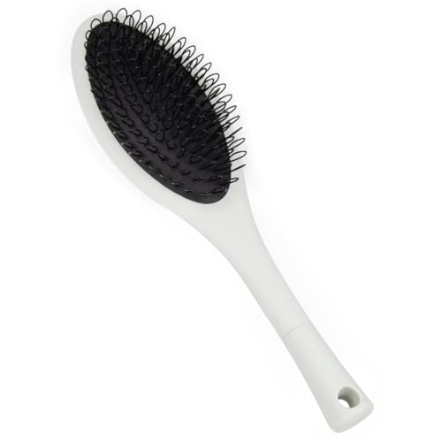 The Hair Shop Beige Loop Brush - Salon Professional Grade with Ergonomic Design - Safe Detangler Tool for 100% Remy Human and Synthetic Hair Extensions and Wigs (Light Grey) - color: Beige