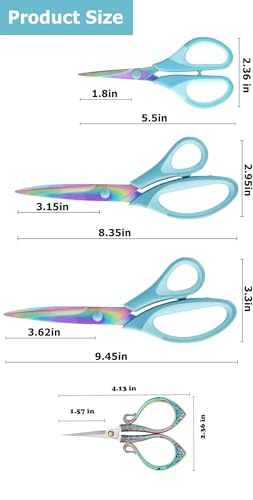 Titanium Coating Sewing Scissors Bundle, Professional Fabric Scissors Set, Ultra-Sharp Stainless Steel Blades, Ergonomic Handle, Great for Tailor, Embroidery, Craft - color: Green