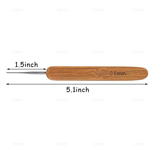 AUEAR, 3 Pack Crochet Hook Dreadlock for Hair 1 Lock Needle with Bamboo Handles Dreads Braid Craft (0.5 mm Diameter) - color: 0.5 mm, size: 3 Pack