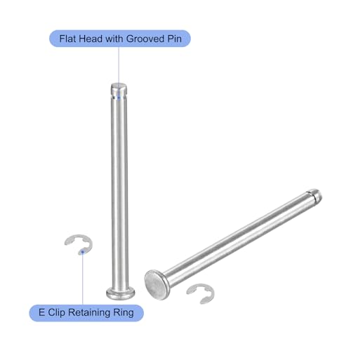uxcell 20Set M4x50mm 304 Stainless Steel Cylindrical Shaft Snap Ring Locating Pin, Flat Head Grooved Hinge Cylinder Position Pin with E Clip Retaining Ring, Silver - size: M4x50mm