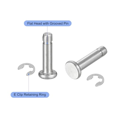 uxcell 20Set M3x12mm 304 Stainless Steel Cylindrical Shaft Snap Ring Locating Pin, Flat Head Grooved Hinge Cylinder Position Pin with E Clip Retaining Ring, Silver - size: M3x12mm