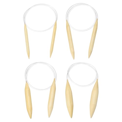 HARFINGTON 4Pcs US Size 15-50 (10-25 mm) Circular Knitting Needles, 32 Inch / 81 cm Round Wooden Needle for Handmade Projects DIY Knitting Blankets Socks Hats Sweaters - size: US Size 15-50 x 32 Inch