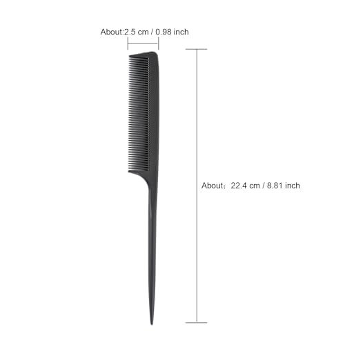 3 Pcs Tail Combs Fine Tooth Parting Comb Hair Root Teasing Comb for Barbers Styling (Black) - style: Fine tooth tail comb