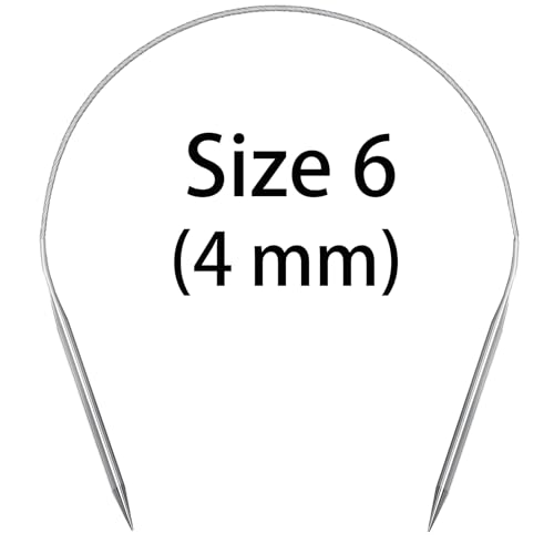 Aolfior Stainless Steel Circular Knitting Needles Size 6 16 Inch 4 mm Set Round Metal (Silver, 16 inch-6-(4mm)) Suitable for Beginners and Experienced Knitters Alike. - size: 16 inch-6-(4mm)