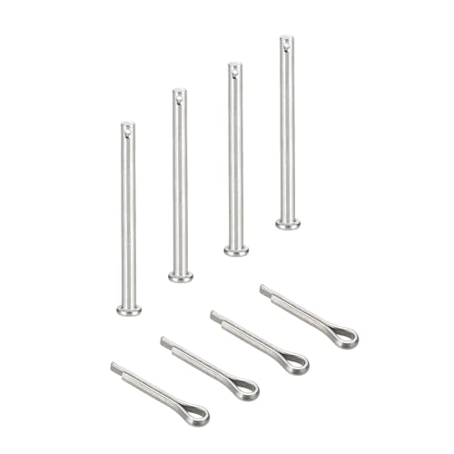 uxcell 4Pcs M5x100mm Clevis Pins, 304 Stainless Steel Single Hole Flat Head Hitch Fastener Lock Systems with Cotter Pins for Furniture Installation Trailer Lawn Mower, Silver - size: M5x100mm