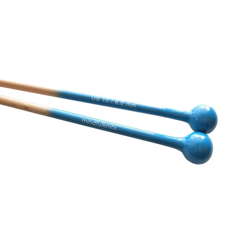 mindfulknits Premium Straight Single Pointed Beech Wood Knitting Needles – Size US 10, 6mm – 35cm Length – Straight Needle Set - Crafting & Knitting Supplies for Relaxation & Stress Relief (6mm) - size: US10, 6mm