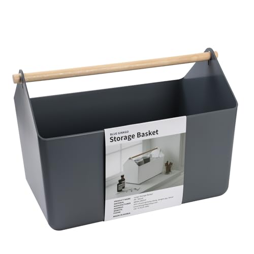 BLUE GINKGO Storage Basket, Large 10.5L, Grey, Made in Korea | Portable. Spacious Storage Bin. Everyday Organization. - color: GREY, size: Large