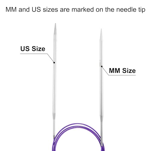 uxcell US 7(4.5mm) Knitting Circular Needle 40 Inch(100cm) Metal Round Stainless Steel Needle with Large Eye Sewing & Stitch Markers for Handmade Projects DIY Knit Blankets - size: US7(4.5mm)