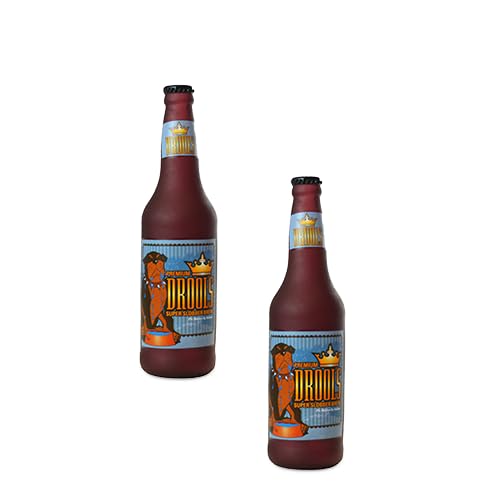 SILLY SQUEAKERS Tuffy 2 Pack Beer Bottle Dog Toy: Squeaky Dog Toy, Washable and Floats, Vinyl - color: 2PK Brown Drools Beer Bottle
