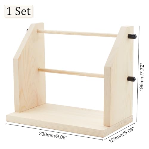 AHANDMAKER Double Revolving Yarn Holder, Handmade Wood Yarn Dispenser Horizontal Yarn Spindle Feeder or Dispenser Yarn Holder Dispenser for Crochet, Craft Supplies for Crochet and Knitting