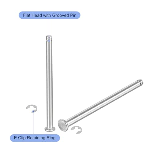uxcell 20Set M4x60mm 304 Stainless Steel Cylindrical Shaft Snap Ring Locating Pin, Flat Head Grooved Hinge Cylinder Position Pin with E Clip Retaining Ring, Silver - size: M4x60mm