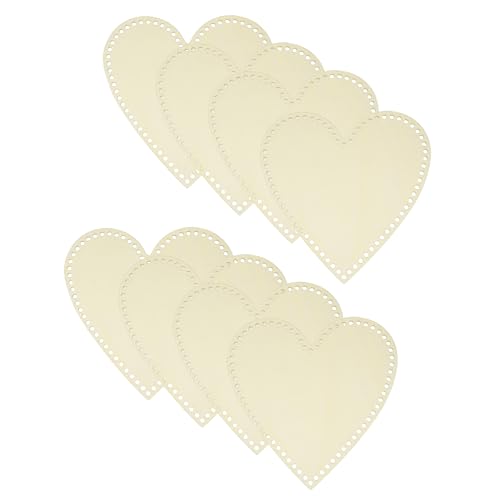 PATIKIL 8Pcs Crochet Basket Base, 10 x 10 Inch Heart Shape Basket Bottoms Shaper Blank Wooden Base Bag Making Supplies Weaving Knitting Kit for DIY Crochet Shoulder Bag Handbag Purse Craft - size: 10 x 10"