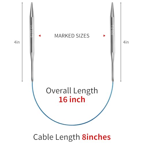 7.0mm Circular Knitting Needles - 16-inch/40cm US10.75 Ergonomic Stainless Steel Set with Tangle-Free Cable and Smooth Joints, Ideal for Hats, Socks, and Sleeves - size: 7.0mm/US10.75