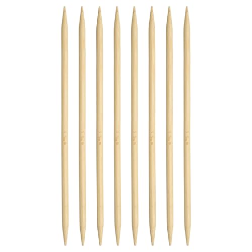 HARFINGTON 8Pcs Bamboo Knitting Needles Double Pointed Size US 9(5.5mm) 7.9 Inch(20cm) Straight for Handmade Creative DIY Knitting Craft Yarn Projects - size: US 9(5.5mm)