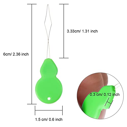 TecUnite 50 Pcs Gourd Shaped Needle Threader for Hand Sewing with Clear Box | Plastic Wire Loop DIY Needle Threader, Hand Machine Sewing Tool, Embroidery Craft Needle Threader, 3 Colors, Travel Use