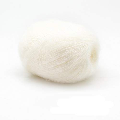 6 Balls Angora Mohair Wool Yarn, Long-haired Angola Soft Fingering Baby Mohair Cashmere Yarn for Knitting and Crochet DIY Scarf Sweater 300g (Water Green, L) - color: Water Green