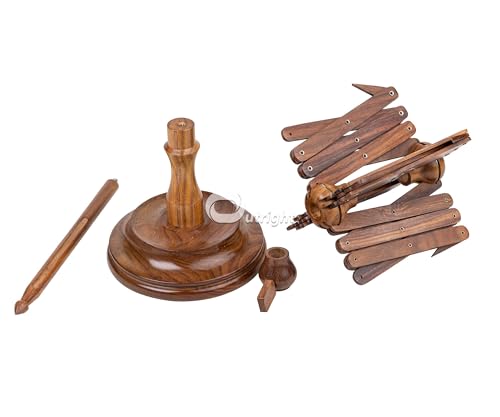 Outright Wooden Yarn Ball Winder Large Capacity Complete Set of Crocheting and Knitting - Yarn Bowl, Crochet Hooks Set of 15, Yarn Winder and Swift - color: Rosewood, size: Complete Knitting Set