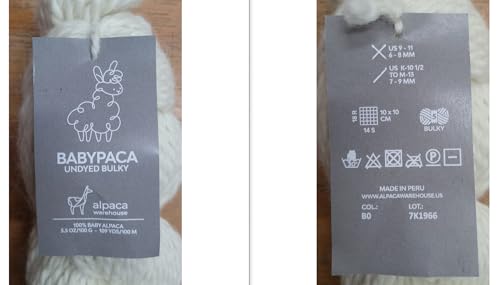 100% Baby Alpaca Yarn Wool Bare Yarn Wool Undyed 2 Hank Set Bulky Weight - Heavenly Soft and Perfect for Knitting and Crocheting (Ivory, Bulky Undyed - 200 Grams) - color: Ivory, size: Bulky - 200g Undyed Hanks