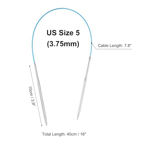 uxcell 5 Gauge Knitting Circular Needle 16 Inch(40cm) Metal Round Stainless Steel Needle with Large Eye Sewing & Stitch Markers for Handmade Projects DIY Knit Blankets - size: 3.75mm, 16 inch