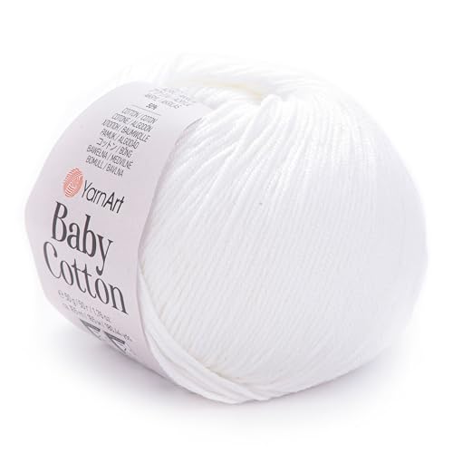 YarnArt Baby Cotton Yarn - Soft Knitting Yarn for Baby & Summer, 50% Cotton 50% Acrylic, 1.76 Oz, 180.44 Yds, Ideal for Amigurumi & Crochet Projects (400) - color: 400