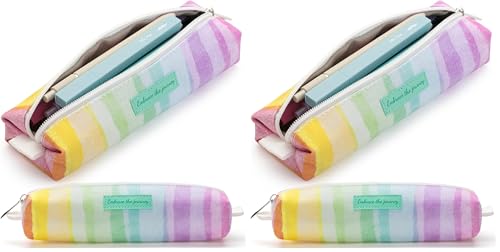 Mr. Pen- Cute Pencil Case Pouch, Rainbow Design, Multipurpose Canvas Bible Pencil Pouch (Pack of 2) - color: Rainbow, size: 2 Pack