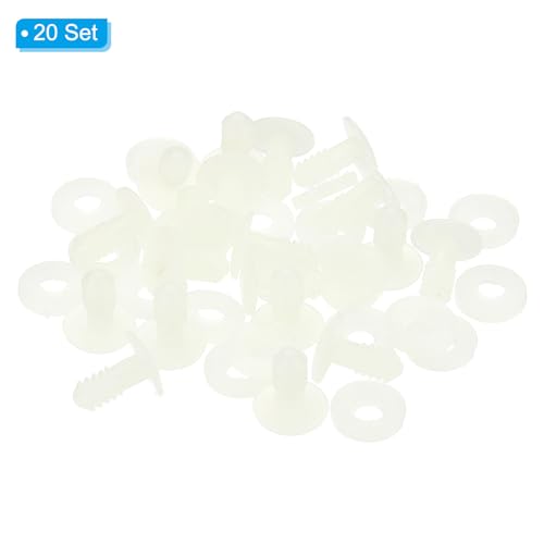 PATIKIL 15mm Doll Joints, 20 Set Plastic Removable Animal Joints Connector Engage Bolt for Bear Limbs Making Head Joints DIY Crafts Accessories, White - size: 15mm