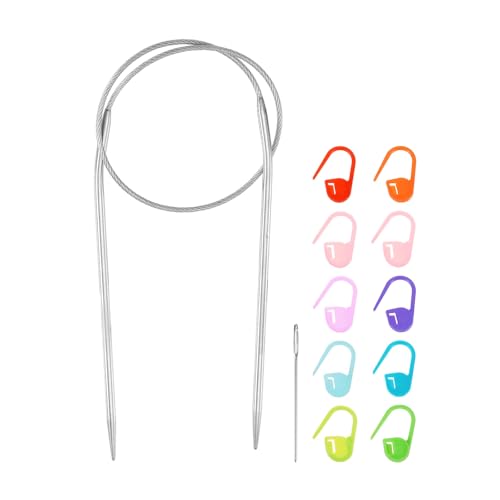 HARFINGTON Knitting Needles Size US 1.5(2.5mm) Circular Needle 16 Inch(40cm) Round Metal Stainless Steel for Handmade Projects DIY Knitting - size: Size-US-1.5-(2.5mm) x 40cm