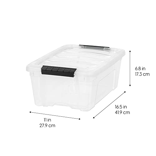 IRIS USA 6-Pack 13 Quart Storage Bins with Lids, Clear | Transparent design makes contents easy to find. Ideal for shoes, photos, documents, and small essentials. Nestable design - color: Clear, size: 13 Qt, style: 6 Pack