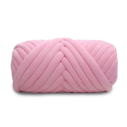 Velvet Chunky Yarn Bulky Giant Arm Knitting Ya rn, Super Soft Jumbo Tube Weight, Fluffy DIY Crochet Hand Making Washable for Blanket, Pet Bed, Rugs Pillow (2.2lb-Cute Pink) - color: Pink, size: 2.2LB