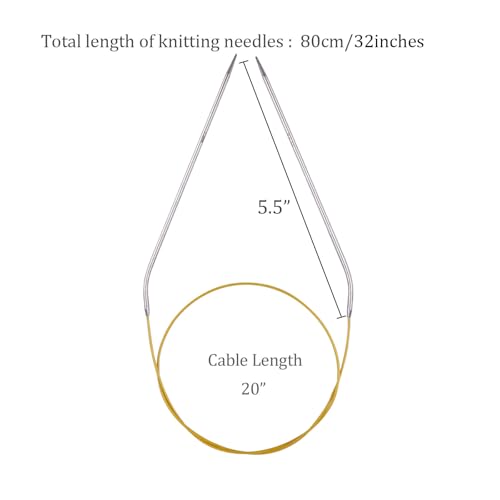 Circular Knitting Needles 32inches/80cm,Size US 1.5(2.5mm) Stainless Steel Round Knitting Needles for Handmade Knitting DIY - size: US1.5/2.5mm
