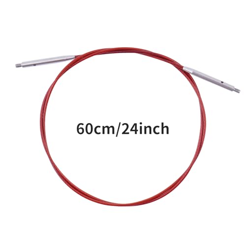 WAZAIGUR Interchangeable Circular Knitting Needles Cable 24inch/60cm | Durable, Smooth, Fit Interchangeable knitting needles, Polished Metal Connector Head, Metallic Cable - size: 24inch/60cm