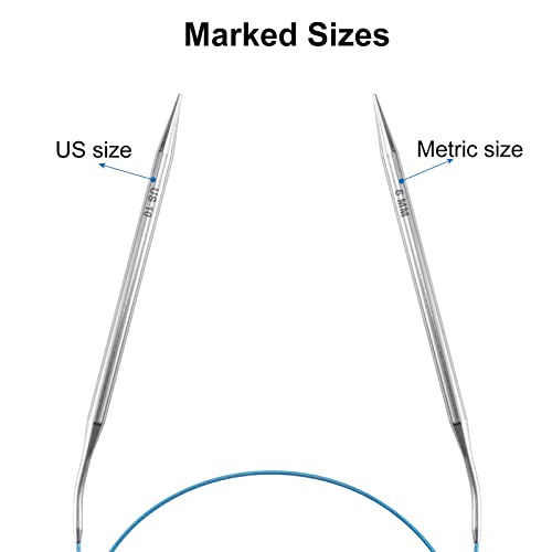 32" Size 10 (6mm) Circular Knitting Needles Set for Beginners, Stainless Steel Cable Circle Knitting Needles, Round Metal Knit Needle with Fixed Magic Loop for Sweater, Sock, Blankets, Gloves - color: Size US 10 (6mm)