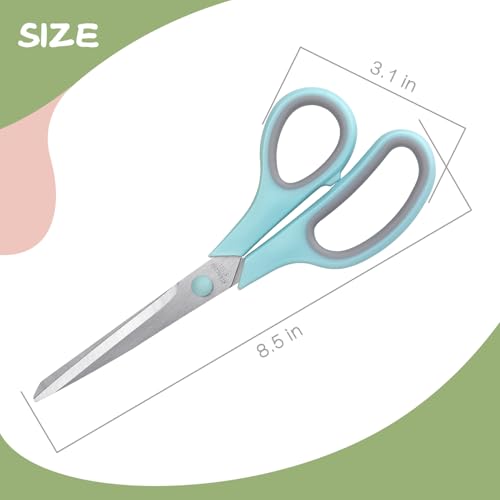 LONGKEY 8.5" Pastel Scissors 3-Pack, Ultra Sharp Stainless Steel, Gray | Soft Comfort-Grip Right/Left Hand - color: Gray
