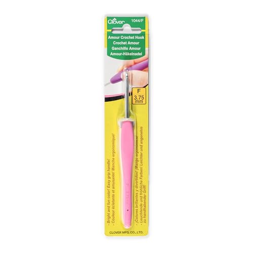 Clover 1044/F Pink Amour Crochet Hook, Size F, 3.75mm - size: US F / 3.75 mm