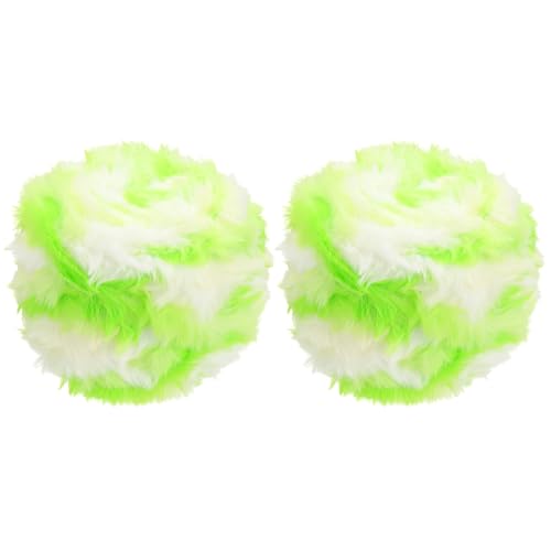 PATIKIL 70 Yards Fur Yarn, 2 Skeins 100 Grams Soft Plush Fluffy Chunky Polyester Faux Fur Eyelash Yarn for Crocheting Hand Knitting Blanket Hats Crochet Crafting, Green - color: Green