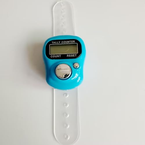 Finger Tally Counter,LED Digital,Clicker Counter,Digital Electronic Tasbeeh Counters,Handheld Number Click Counter,Electronic Counter Tally Counter,Track and Field Lap Counters (Sky Blue)