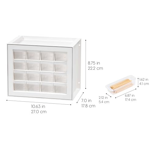 IRIS USA 16-Drawer Small Drawer Organizer, Craft Desk Storage, White | Wall mountable, Stackable Teacher Toolbox, Beads, Building Bricks, Water Packets, Screws, Hardware - color: White, size: 16 Drawer
